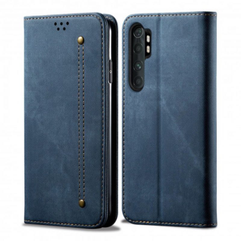 Folio Cover Xiaomi Mi Note 10 Lite Custodia in pelle Tessuto Denim