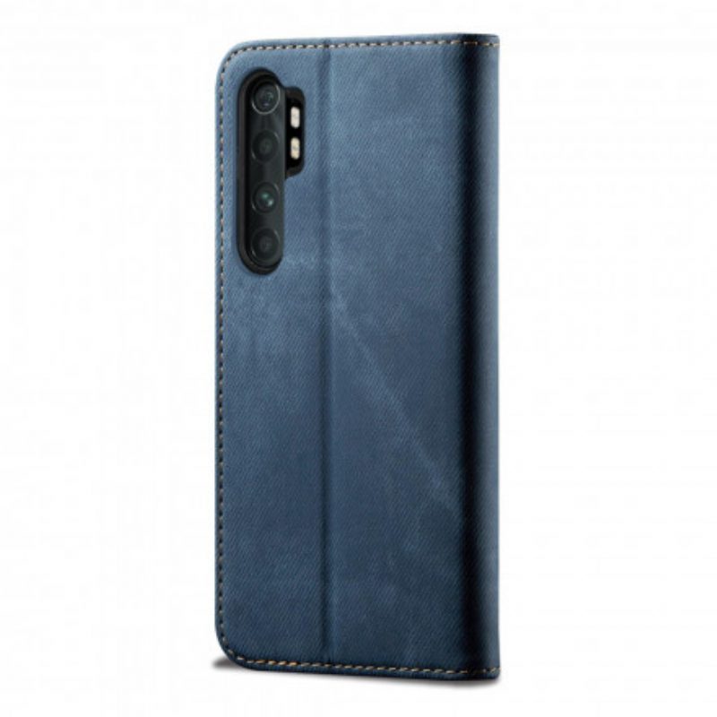 Folio Cover Xiaomi Mi Note 10 Lite Custodia in pelle Tessuto Denim