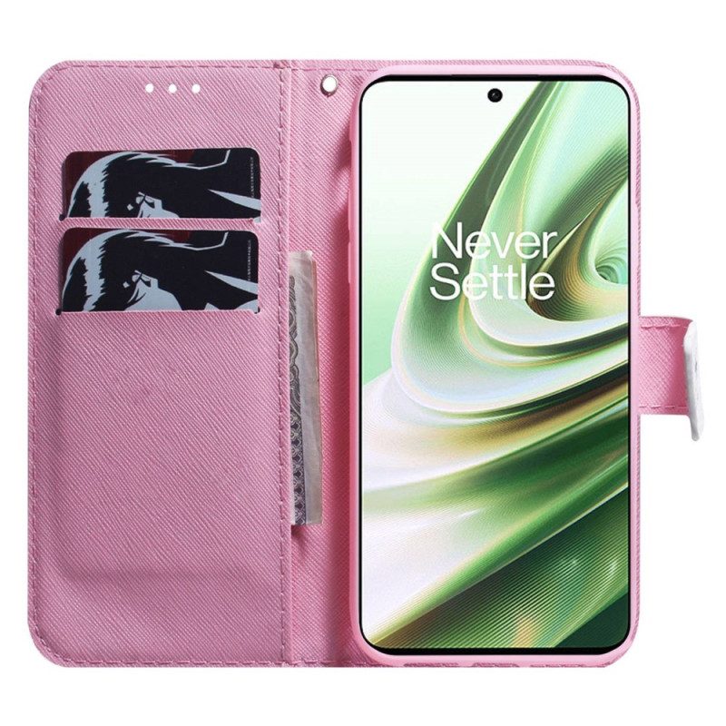 Custodia in pelle OnePlus Nord 2T 5G Fiore Rosa Strappy