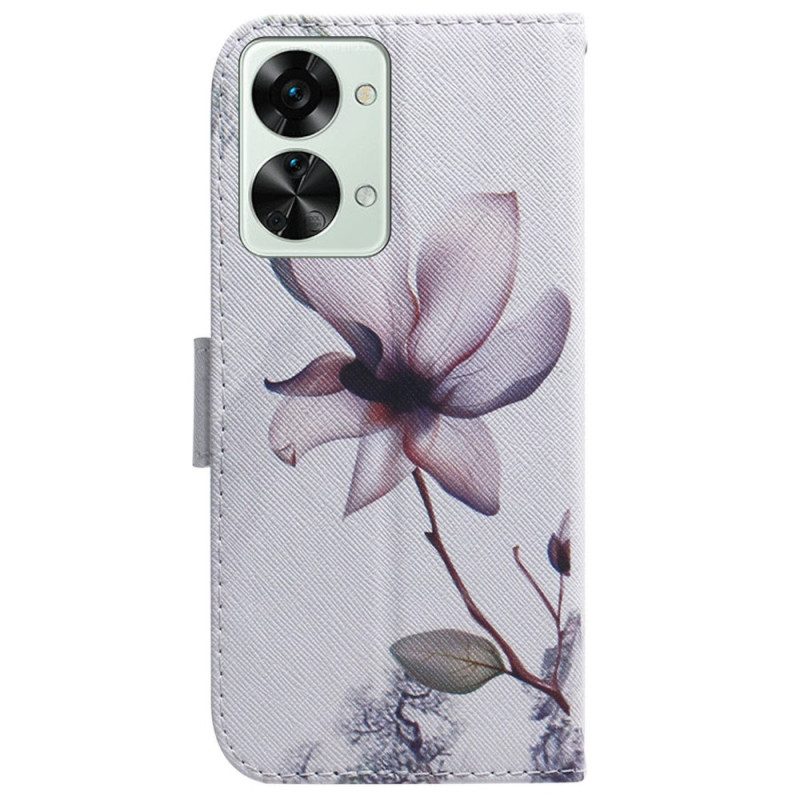 Custodia in pelle OnePlus Nord 2T 5G Fiore Rosa Strappy