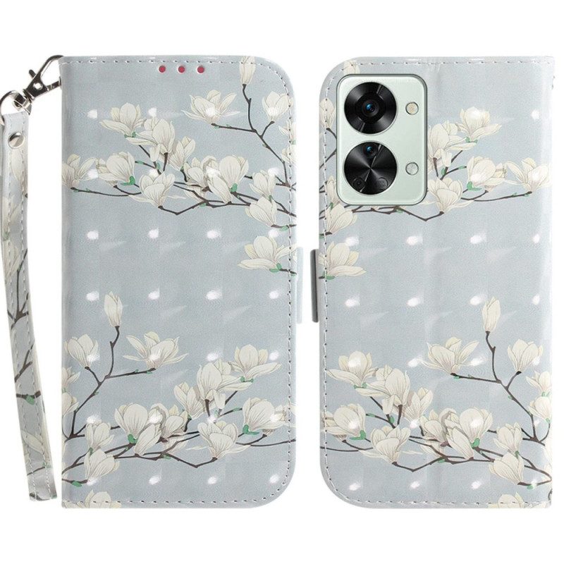 Custodia in pelle OnePlus Nord 2T 5G Fiori Di Magnolia Strappy