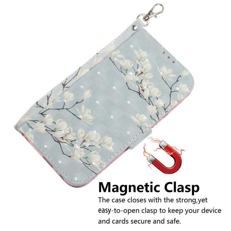 Custodia in pelle OnePlus Nord 2T 5G Fiori Di Magnolia Strappy