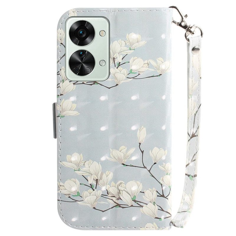 Custodia in pelle OnePlus Nord 2T 5G Fiori Di Magnolia Strappy