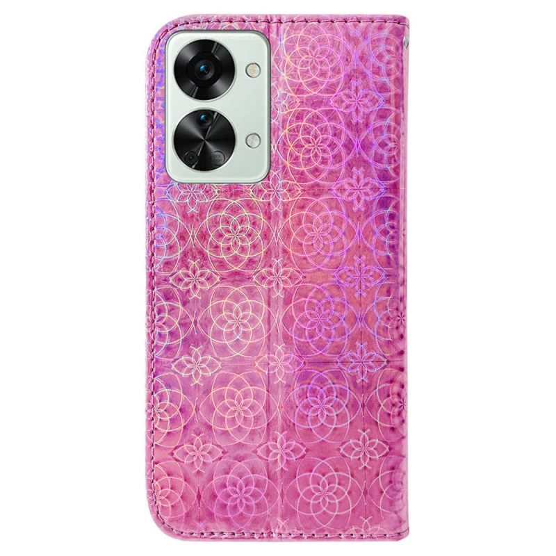 Custodia in pelle OnePlus Nord 2T 5G Fiori Geometrici Strappy