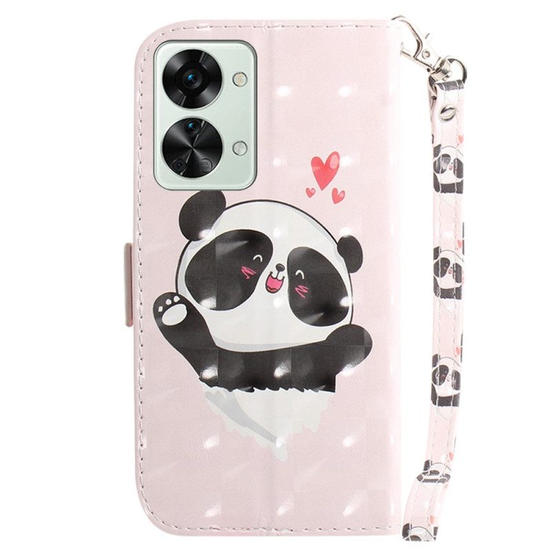 Custodia in pelle OnePlus Nord 2T 5G Panda Love Con Cordino