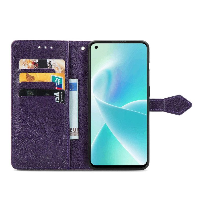 Custodia in pelle OnePlus Nord 2T 5G Portacarte Con Cinturino Mandala