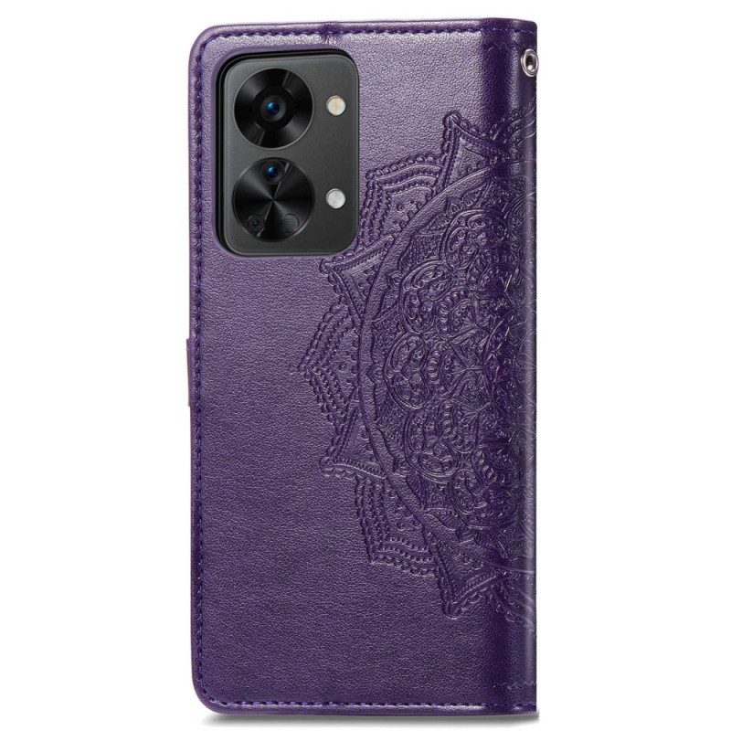 Custodia in pelle OnePlus Nord 2T 5G Portacarte Con Cinturino Mandala