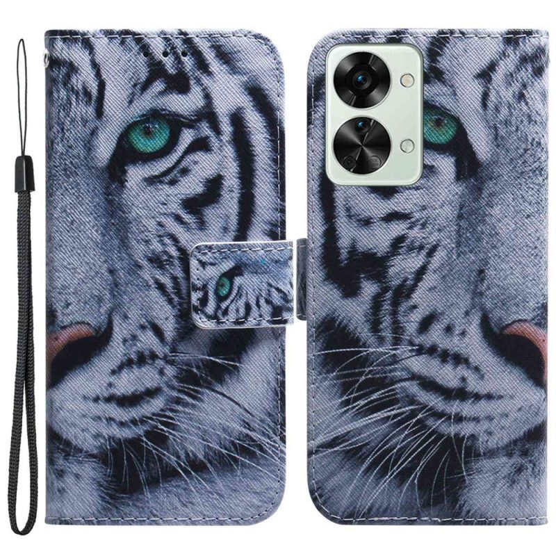 Custodia in pelle OnePlus Nord 2T 5G Tigre Bianca Strappy