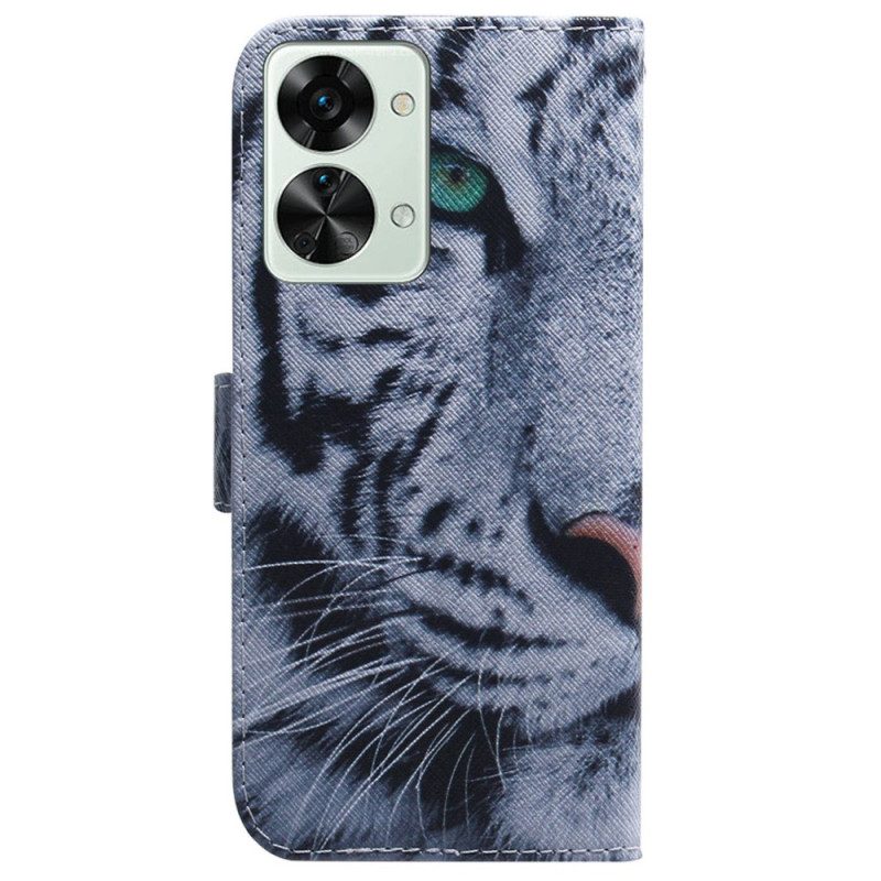 Custodia in pelle OnePlus Nord 2T 5G Tigre Bianca Strappy