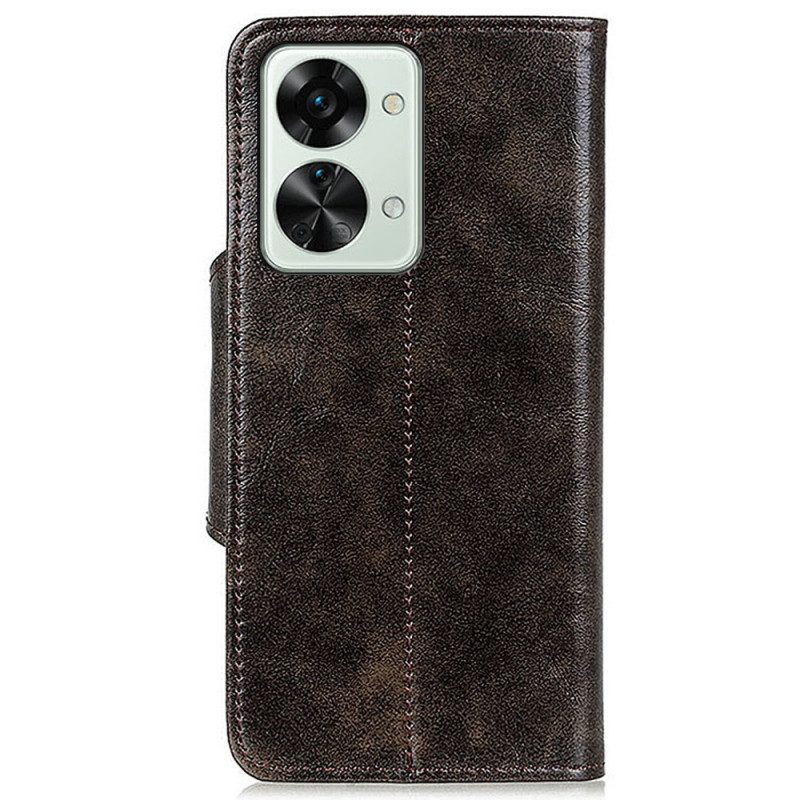 Folio Cover OnePlus Nord 2T 5G Bottone Vintage In Ecopelle