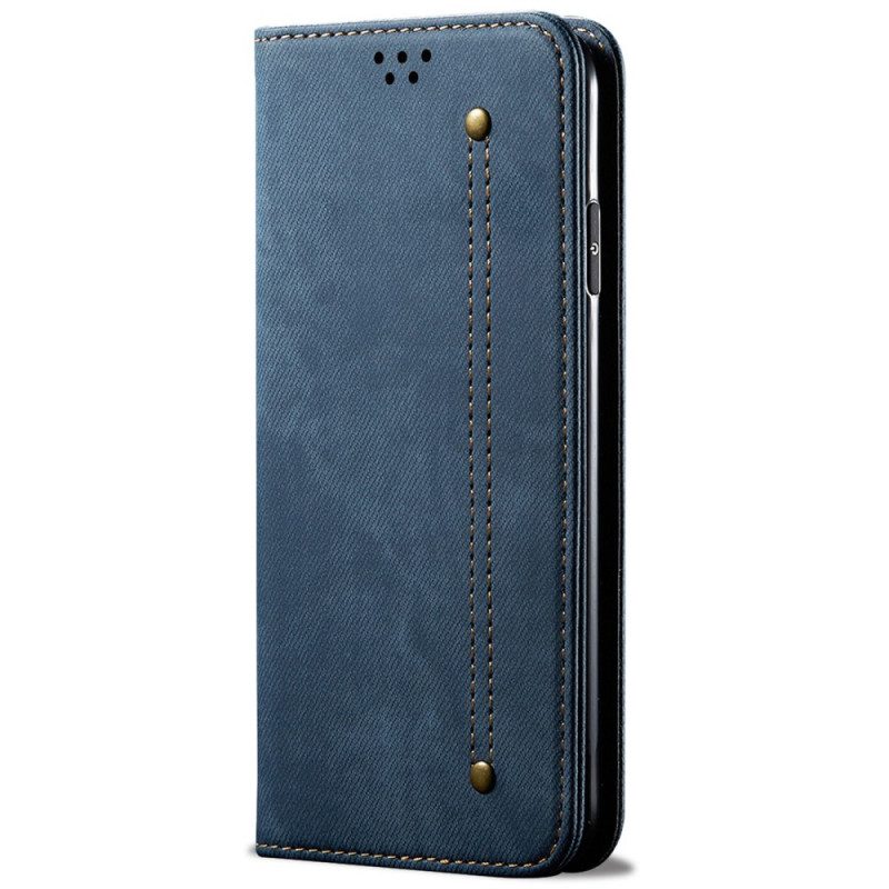 Folio Cover OnePlus Nord 2T 5G Custodia in pelle Tessuto Denim