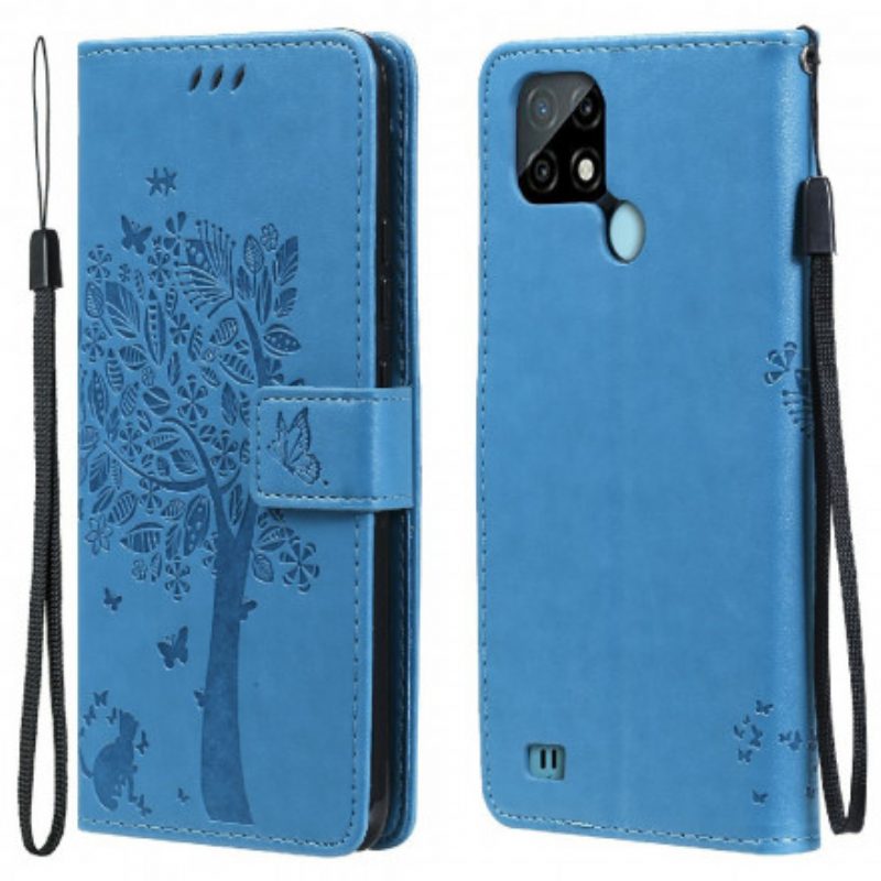 Folio Cover Realme C21 Albero E Gatto Strappy