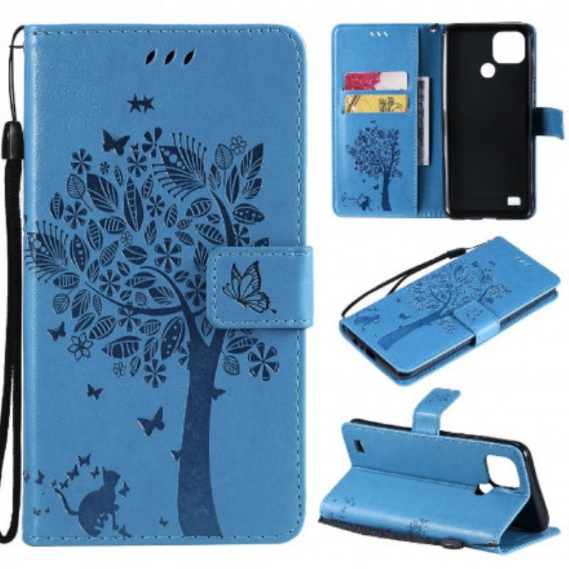 Folio Cover Realme C21 Albero E Gatto Strappy