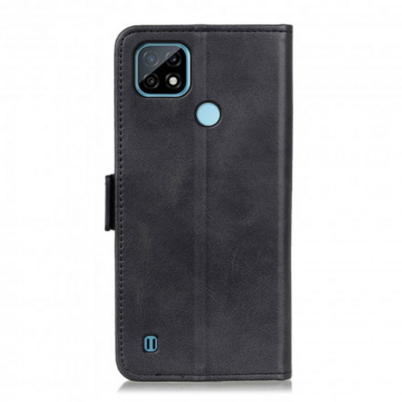 Folio Cover Realme C21 Custodia in pelle Doppio Lembo