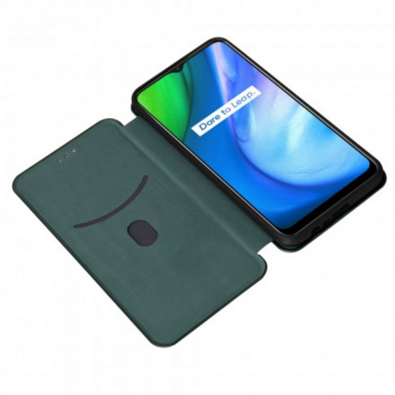 Folio Cover Realme C21 Custodia in pelle Fibra Di Carbonio