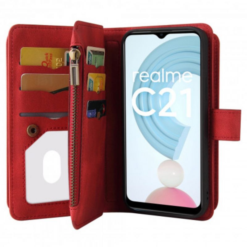 Folio Cover Realme C21 Portacarte Multifunzione Da 10 Carte