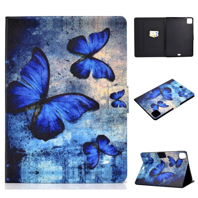 Custodia in pelle iPad Pro 11" (2021) Farfalle Blu