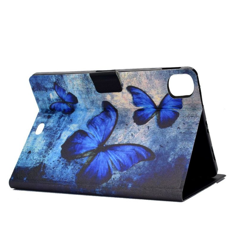 Custodia in pelle iPad Pro 11" (2021) Farfalle Blu