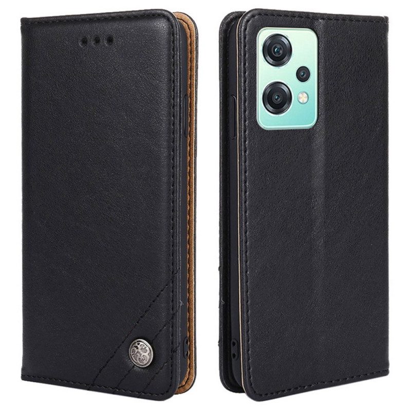 Folio Cover OnePlus Nord CE 2 Lite 5G Custodia in pelle Rivetto Decorativo In Ecopelle