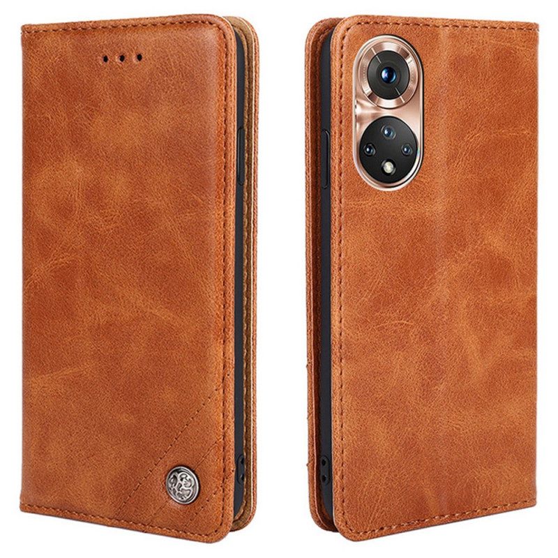 Folio Cover Honor 50 Custodia in pelle Rivetto In Pelle Stile