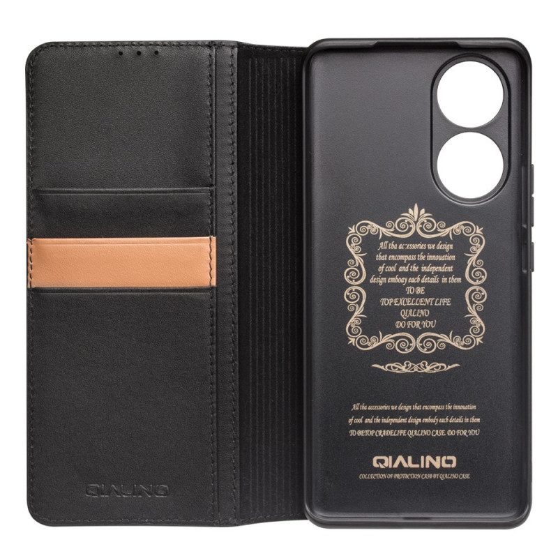 Folio Cover Honor 50 Custodia in pelle Vera Pelle Qialino