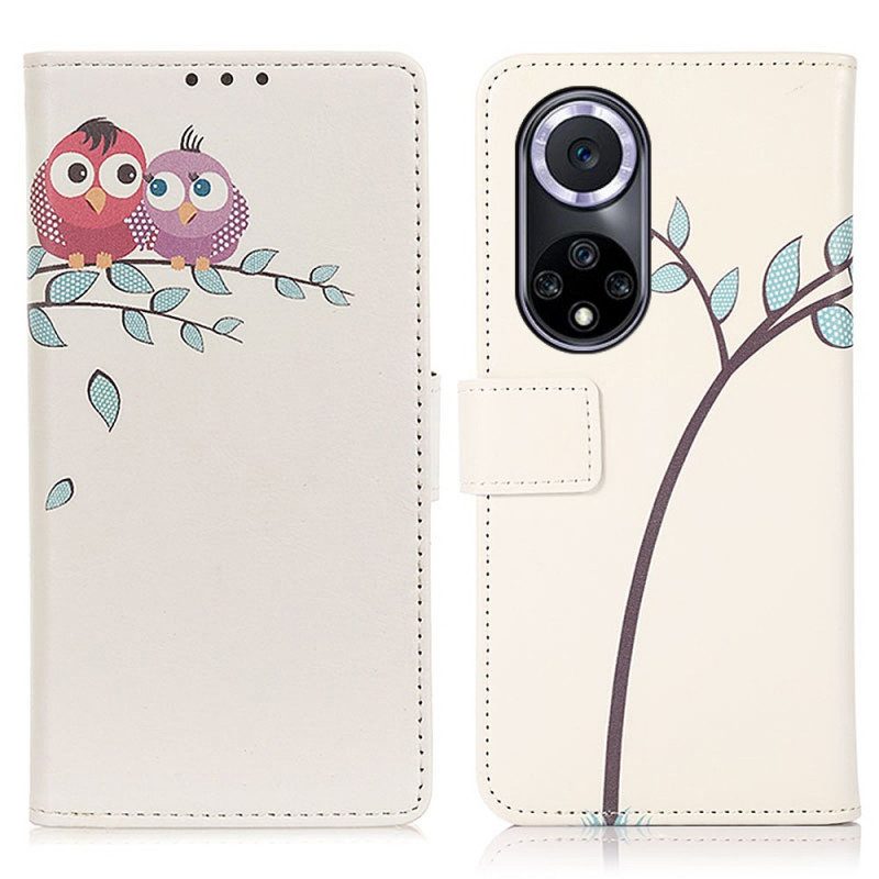 Folio Cover Honor 50 Paio Di Gufi Sull'albero