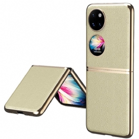 Cover Huawei P50 Pocket Bordi In Stile Metallo In Ecopelle
