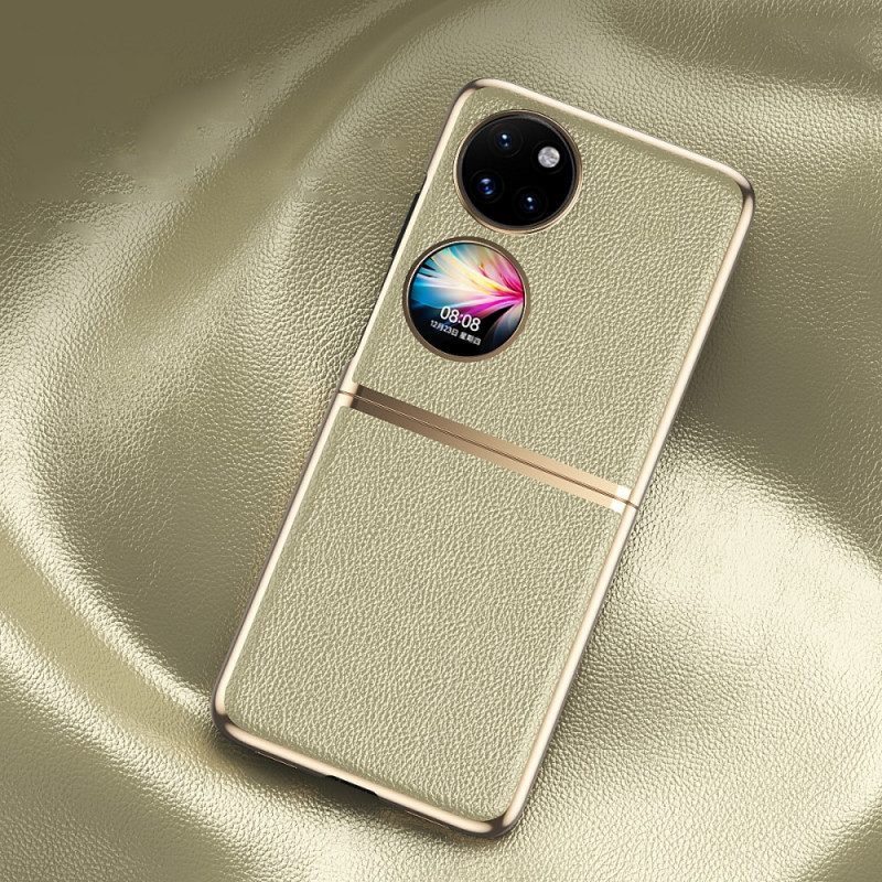 Cover Huawei P50 Pocket Bordi In Stile Metallo In Ecopelle