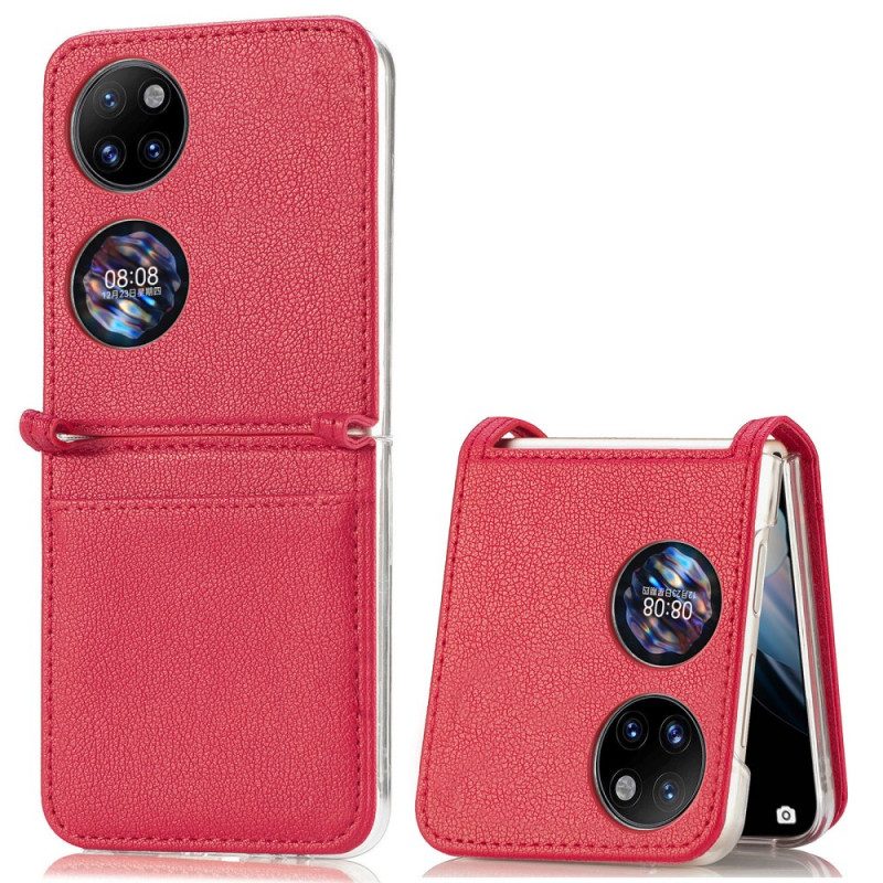 Cover Huawei P50 Pocket Portacarte In Pelle Texture