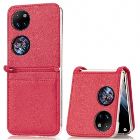 Cover Huawei P50 Pocket Portacarte In Pelle Texture