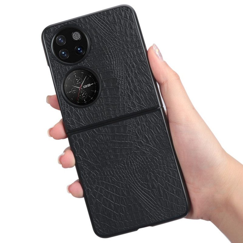 Cover Huawei P50 Pocket Struttura Della Pelle Di Coccodrillo