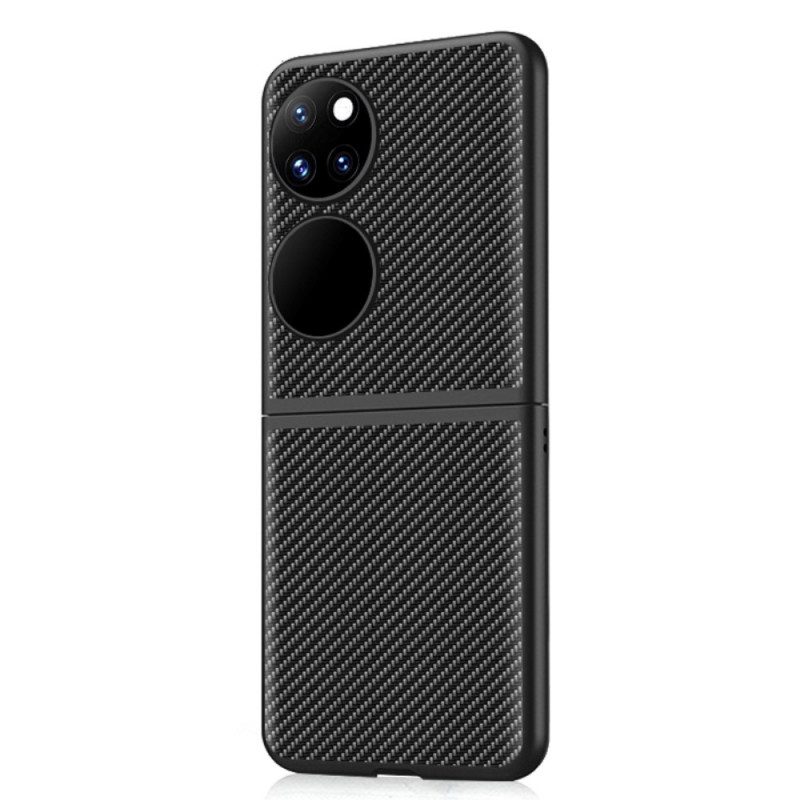 Cover Huawei P50 Pocket Vera Pelle E Fibra Di Carbonio