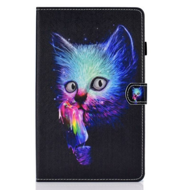 Custodia A Portafoglio Samsung Galaxy Tab S6 Lite Gatto Psicopatico