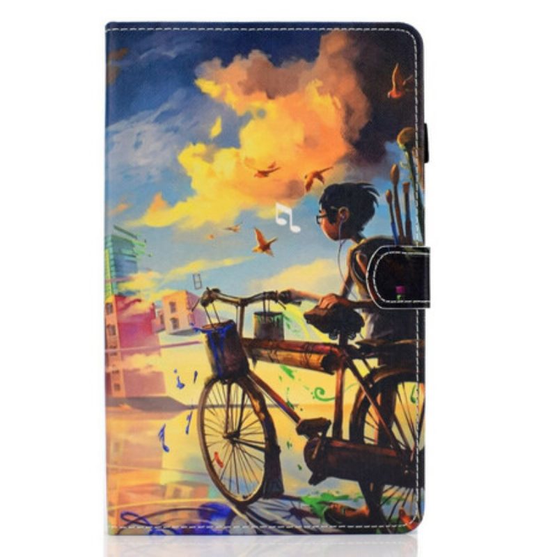 Custodia in pelle Samsung Galaxy Tab S6 Lite Bicicletta Arte