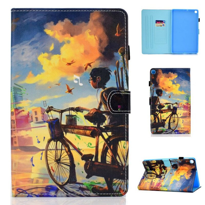 Custodia in pelle Samsung Galaxy Tab S6 Lite Bicicletta Arte