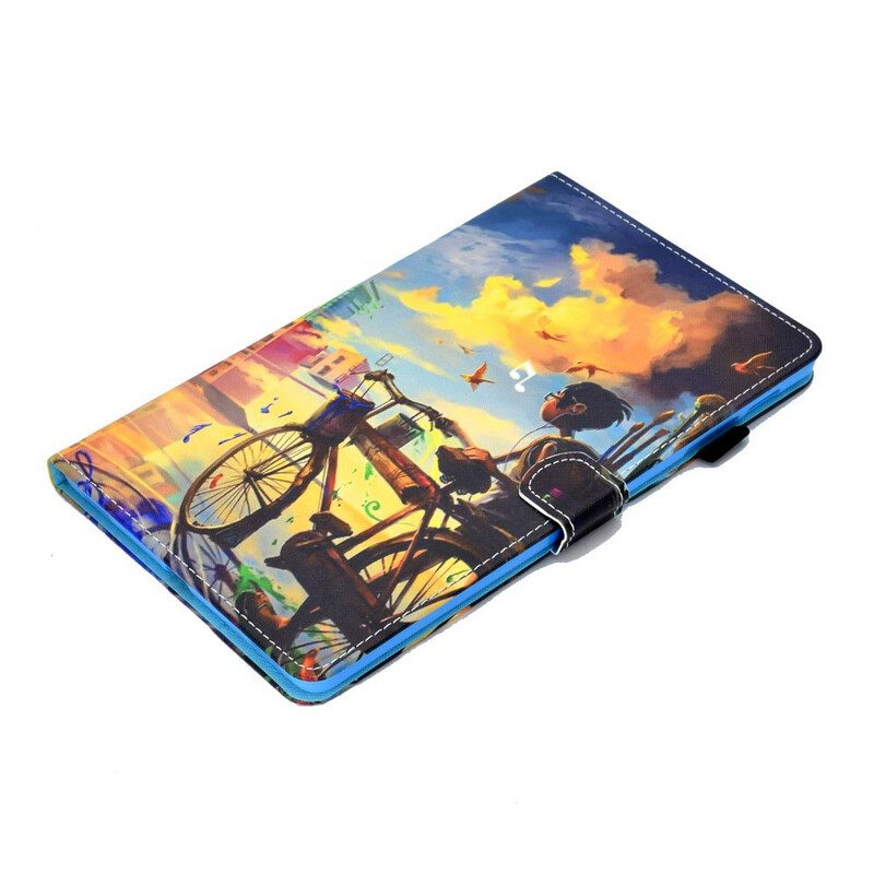 Custodia in pelle Samsung Galaxy Tab S6 Lite Bicicletta Arte