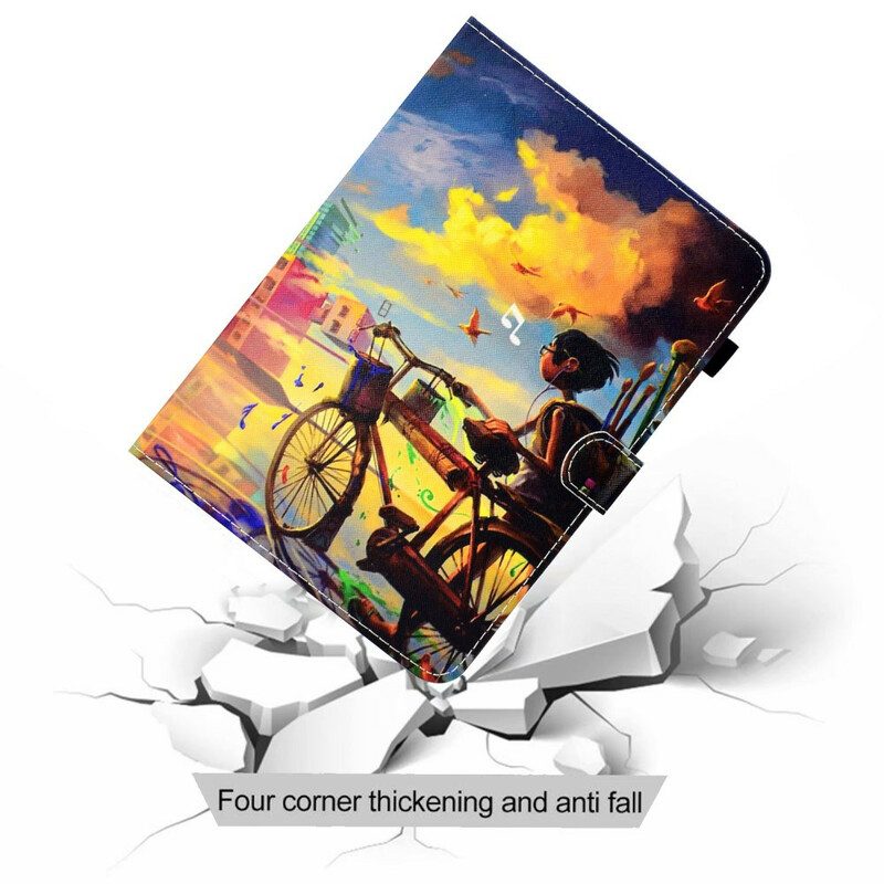 Custodia in pelle Samsung Galaxy Tab S6 Lite Bicicletta Arte