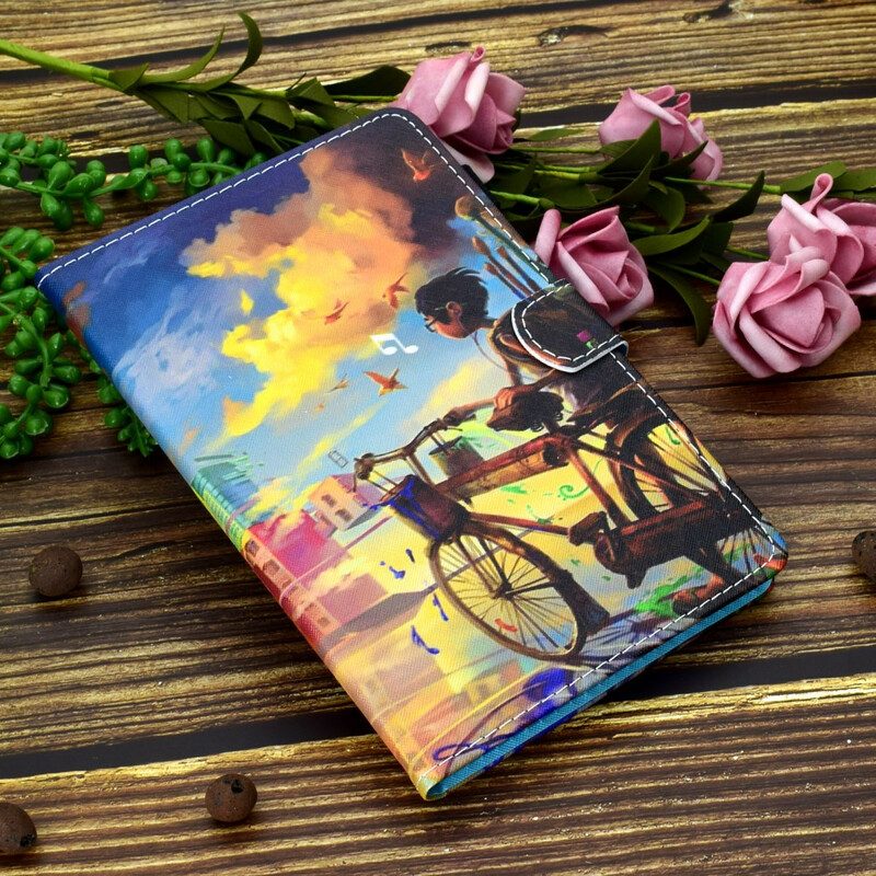 Custodia in pelle Samsung Galaxy Tab S6 Lite Bicicletta Arte