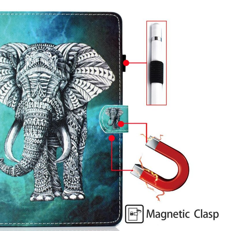 Custodia in pelle Samsung Galaxy Tab S6 Lite Elefante Tribale