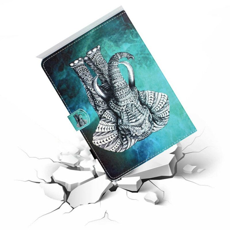 Custodia in pelle Samsung Galaxy Tab S6 Lite Elefante Tribale