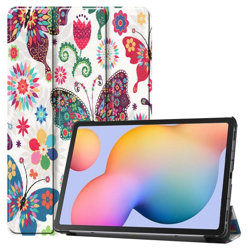 Custodia Samsung Galaxy Tab S6 Lite Farfalle E Fiori Retrò