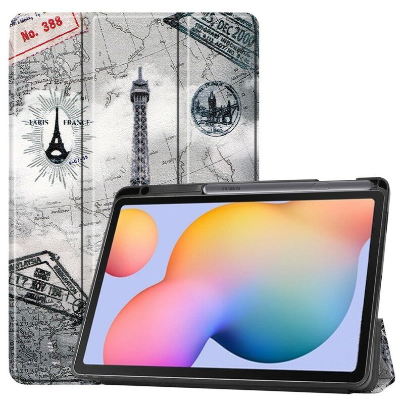 Custodia Samsung Galaxy Tab S6 Lite Portapenne Retrò Torre Eiffel