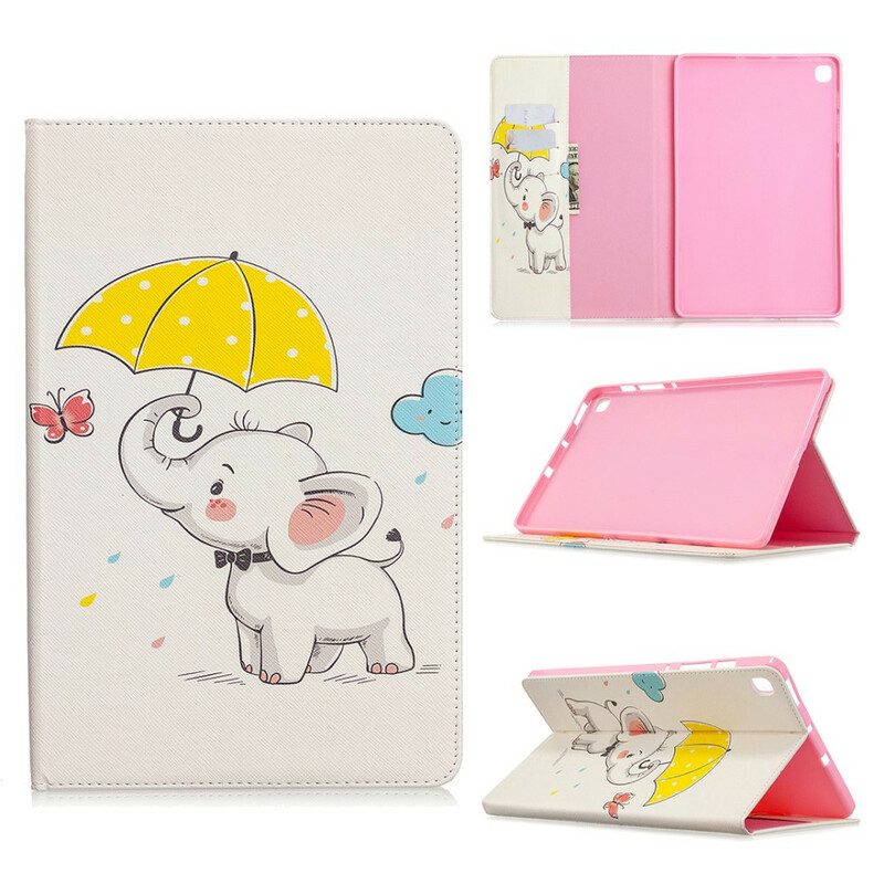 Folio Cover Samsung Galaxy Tab S6 Lite Elefante Sotto La Pioggia