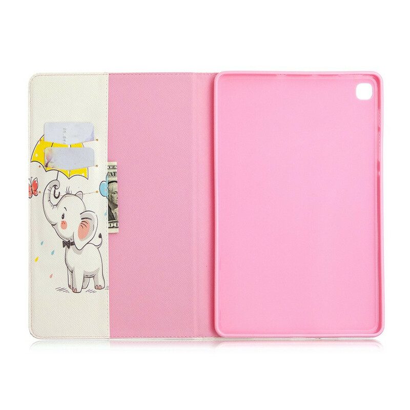 Folio Cover Samsung Galaxy Tab S6 Lite Elefante Sotto La Pioggia