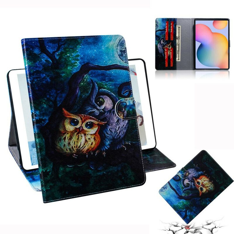 Folio Cover Samsung Galaxy Tab S6 Lite Pittura Gufi