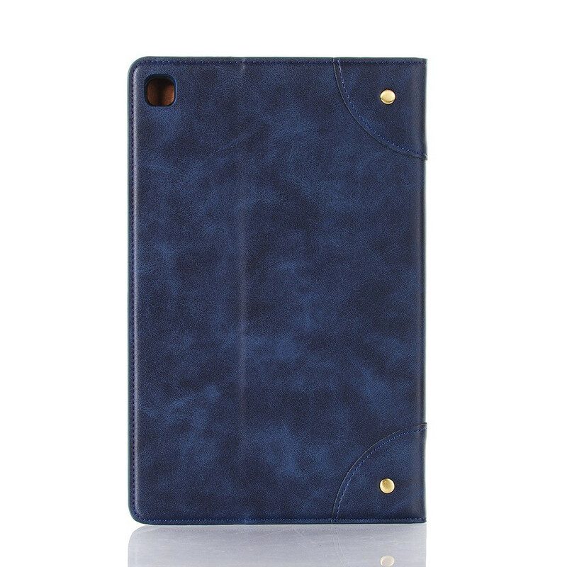 Folio Cover Samsung Galaxy Tab S6 Lite Rivetti Vintage In Ecopelle