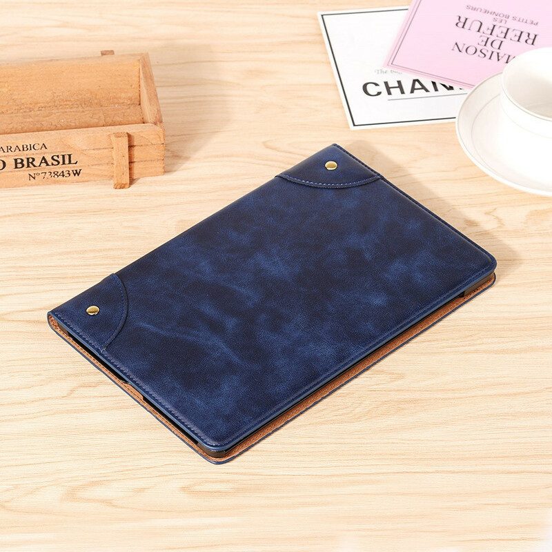 Folio Cover Samsung Galaxy Tab S6 Lite Rivetti Vintage In Ecopelle