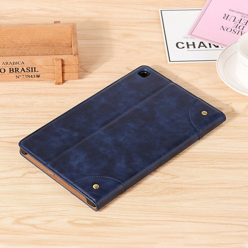 Folio Cover Samsung Galaxy Tab S6 Lite Rivetti Vintage In Ecopelle