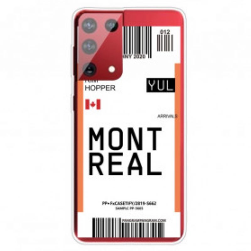 Cover Samsung Galaxy S21 Ultra 5G Carta D'imbarco Per Montreal