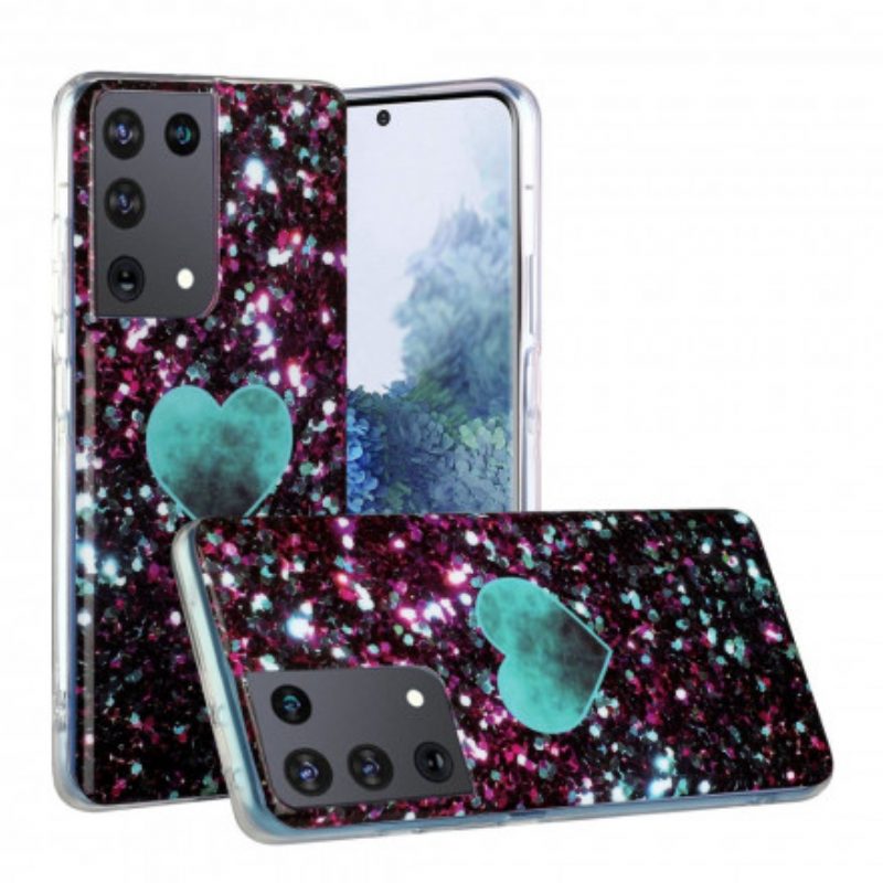 Cover Samsung Galaxy S21 Ultra 5G Cuore Di Marmo Glitterato